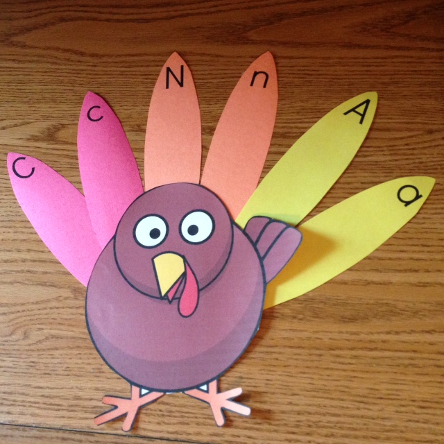 Thanksgiving turkey uppercase lowercase letters