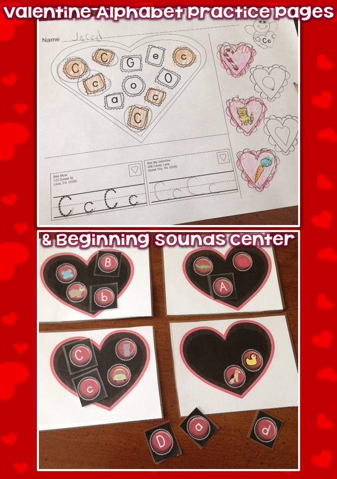 Valentine's Day Alphabet Pages, Beginning Sounds Center