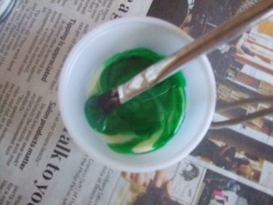 Stir the condensed milk and food coloring.