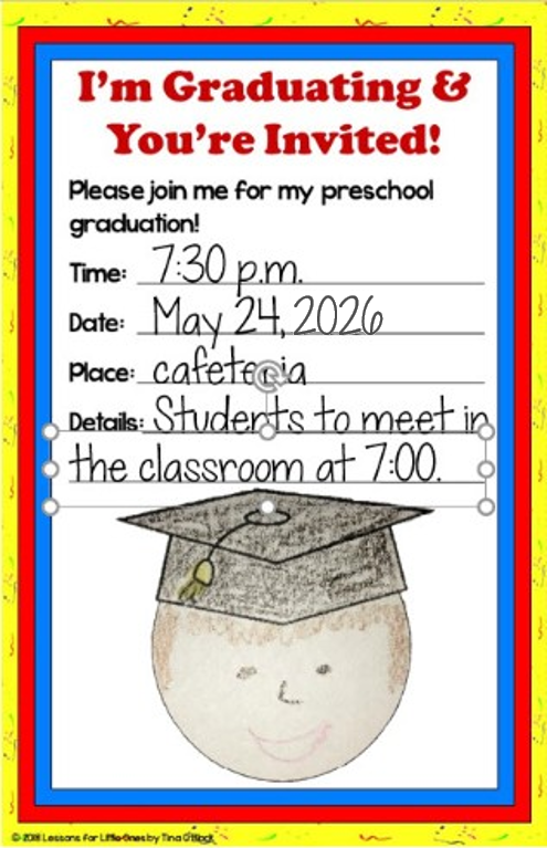editable graduation invitation preschool