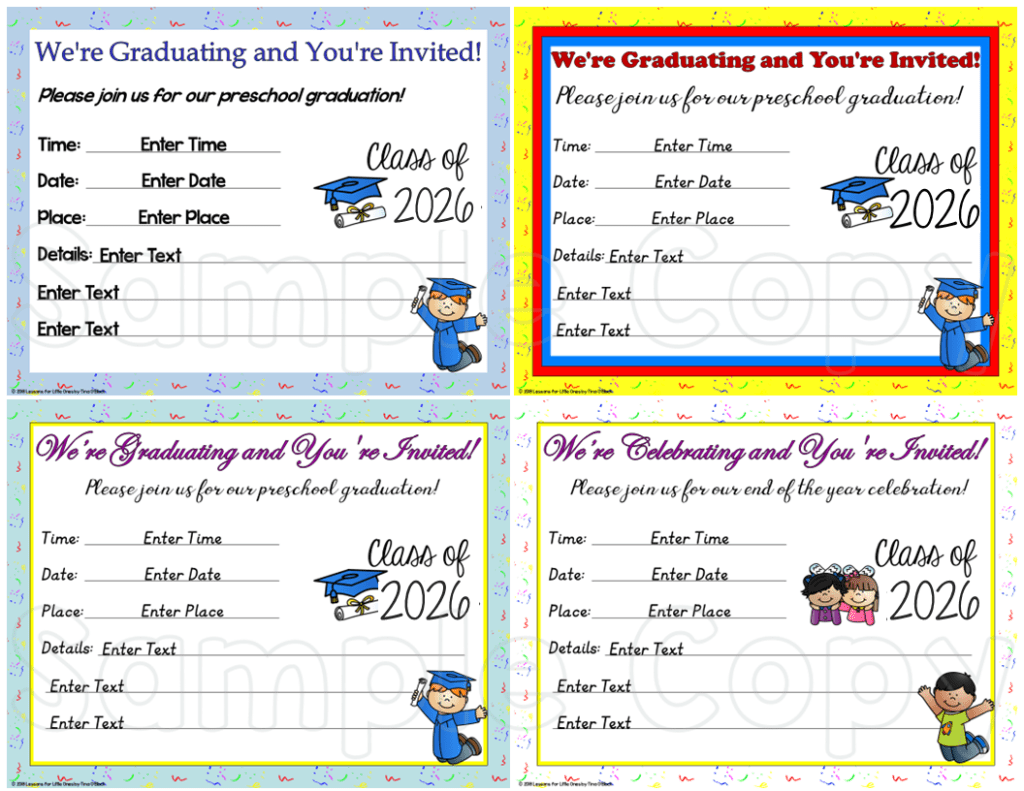 editable graduation invitations for preschool