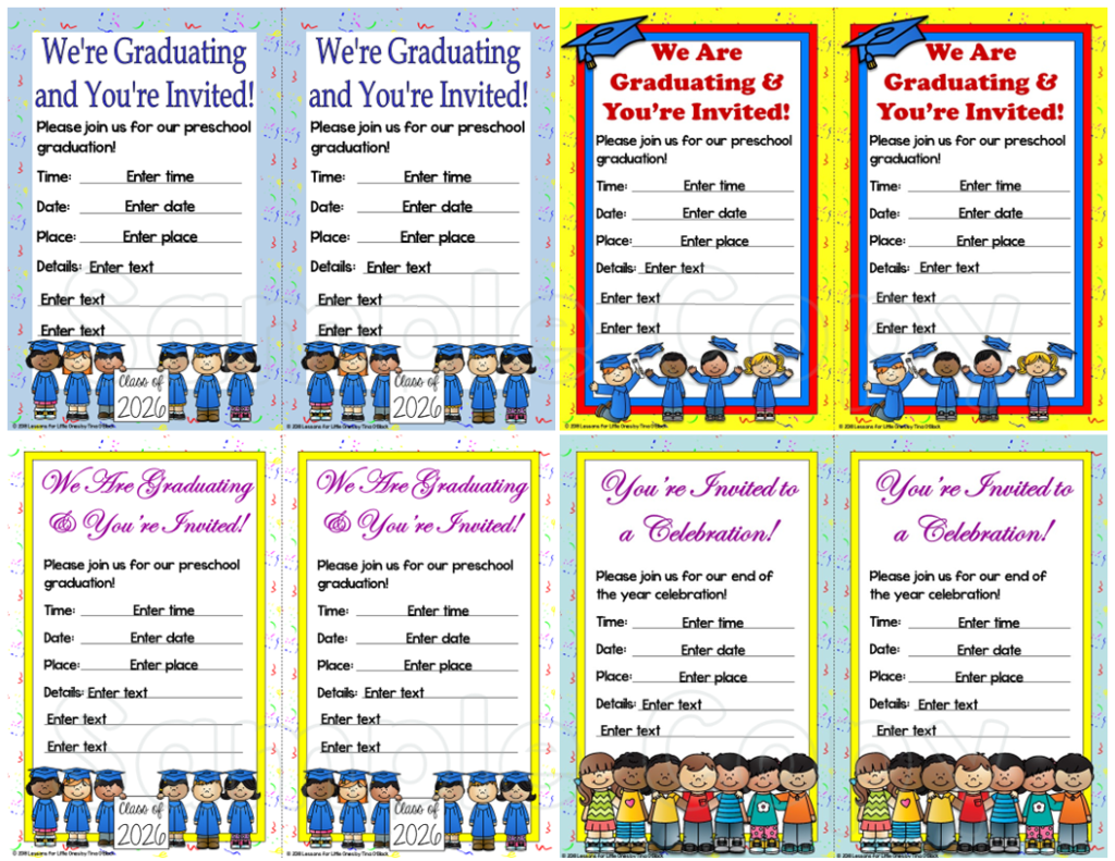 editable preschool graduation invitations