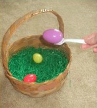 Easter basket egg and spoon race