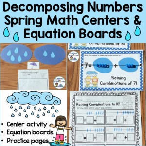 decomposing numbers math centers, equation boards, practice pages