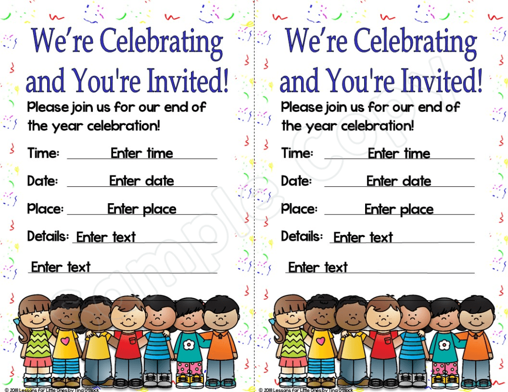 editable elementary school end of the year celebration invitations