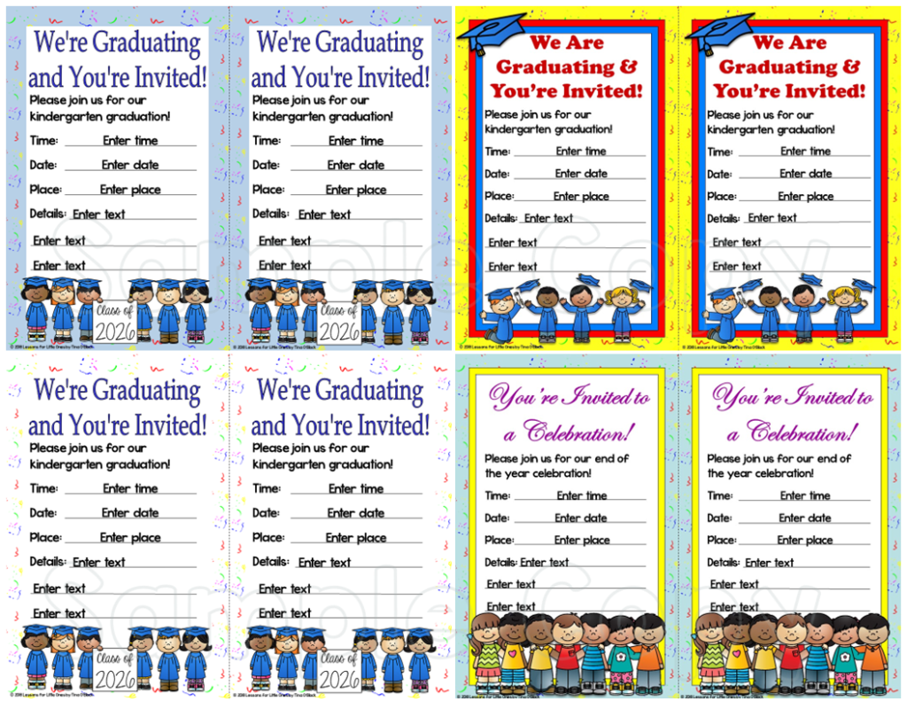 editable kindergarten graduation invitations