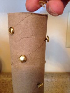 How to make a rain stick with a paper towel roll & brass fasteners