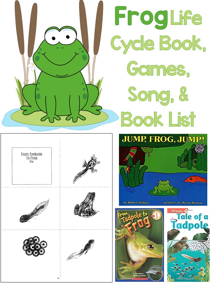 Frog Life Cycle Mini Book, Games, Song, & Book List