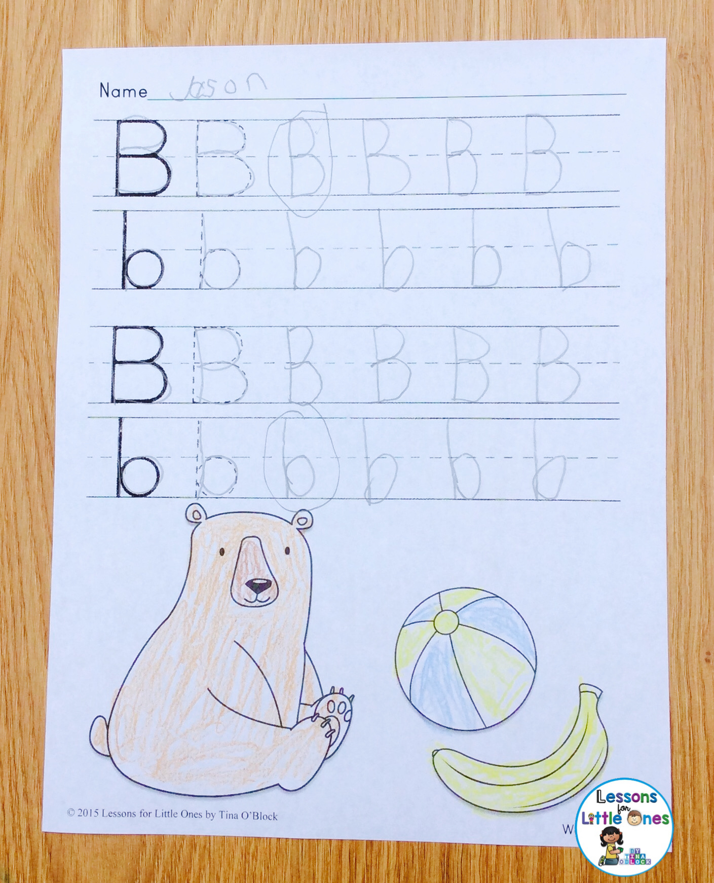 differentiated alphabet handwriting page