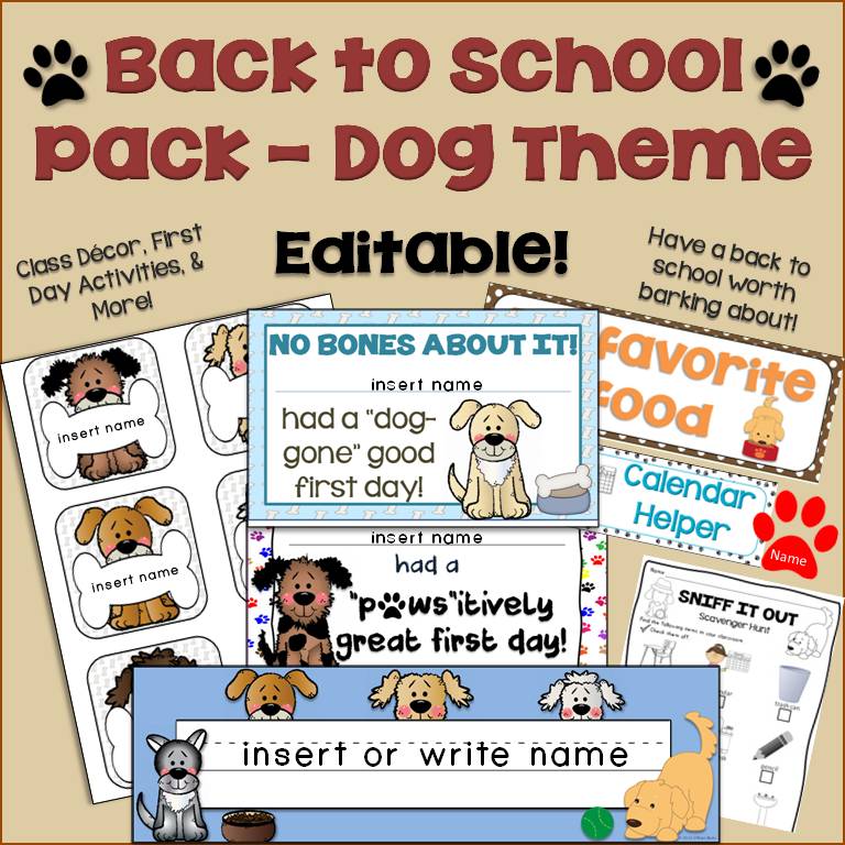 dog back to school classroom decorations and activities