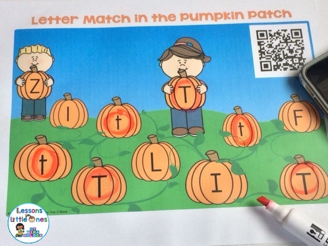pumpkin patch letter match with QR code