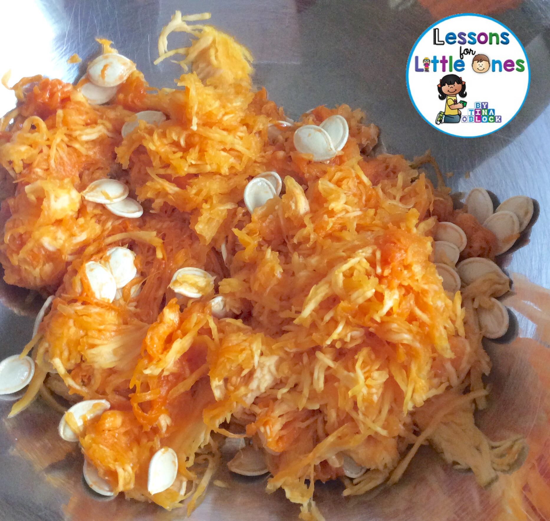 Christian pumpkin carving activity - pumpkin pulp and seeds 