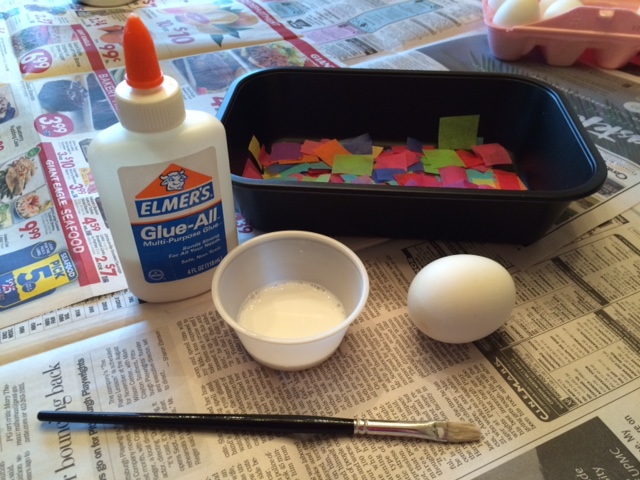tissue paper egg decorating ingredients