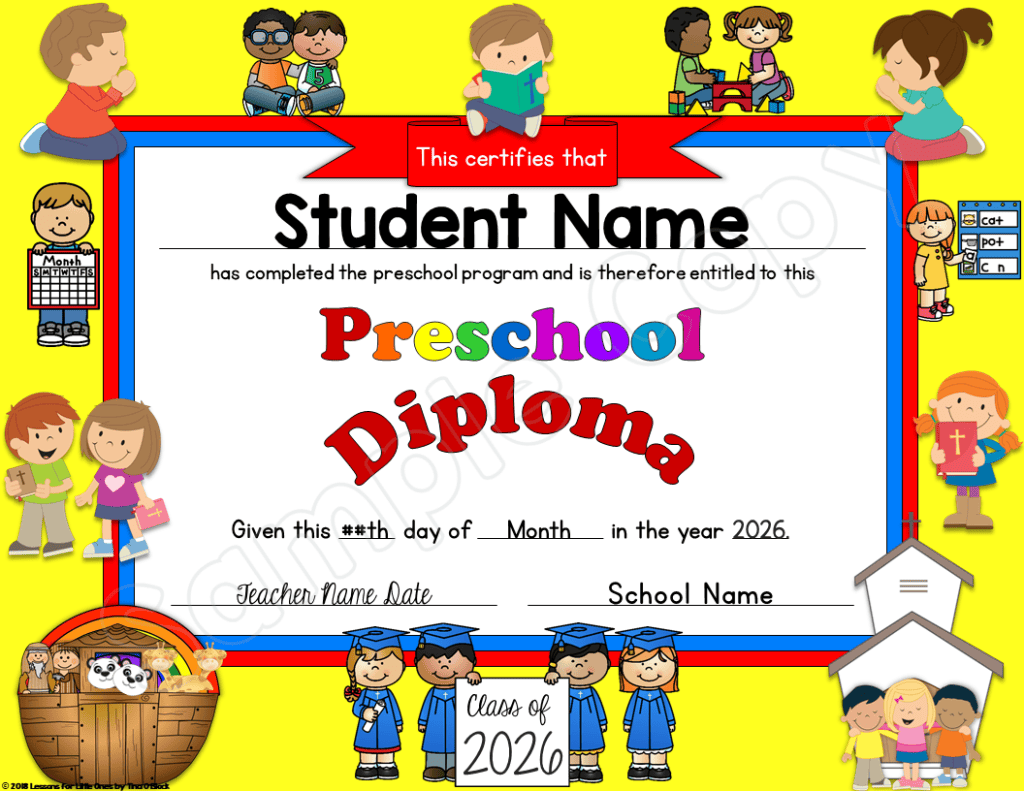 religious Christian preschool diploma