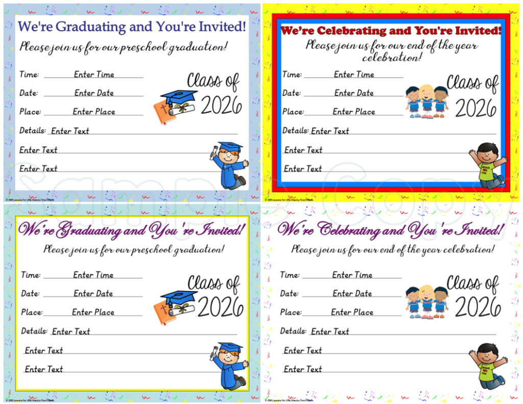 religious Christian preschool graduation invitations