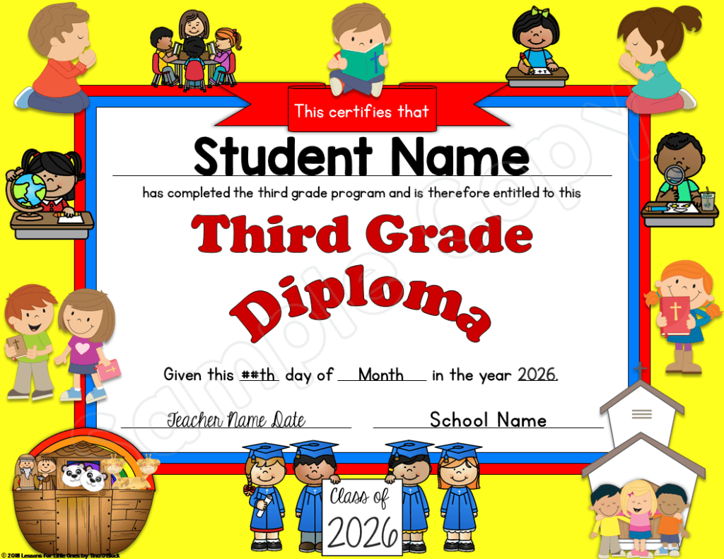 religious elementary school diploma editable