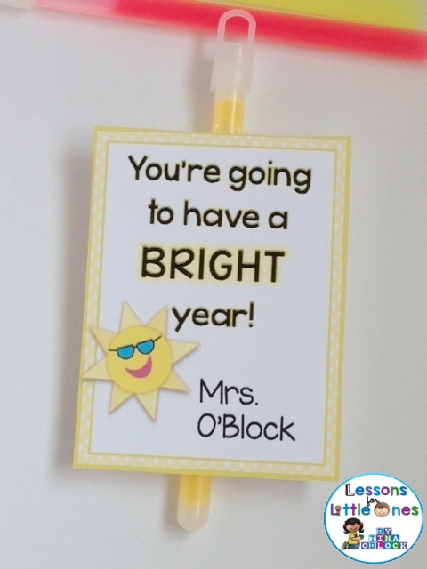 back to school glow stick student gift tag