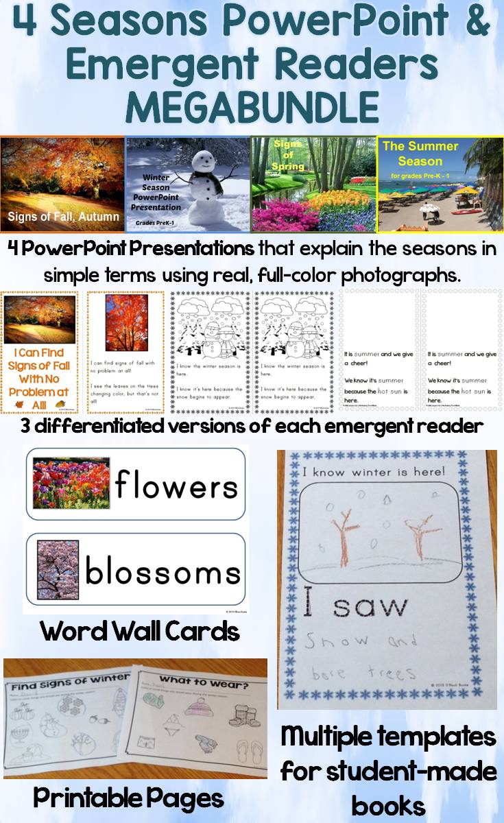 Four Seasons MEGA-Bundle (PowerPoint Presentations & Emergent Readers)