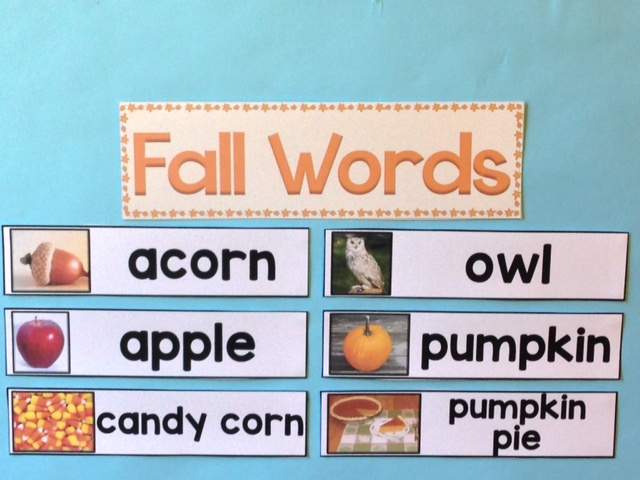 fall, autumn word wall cards
