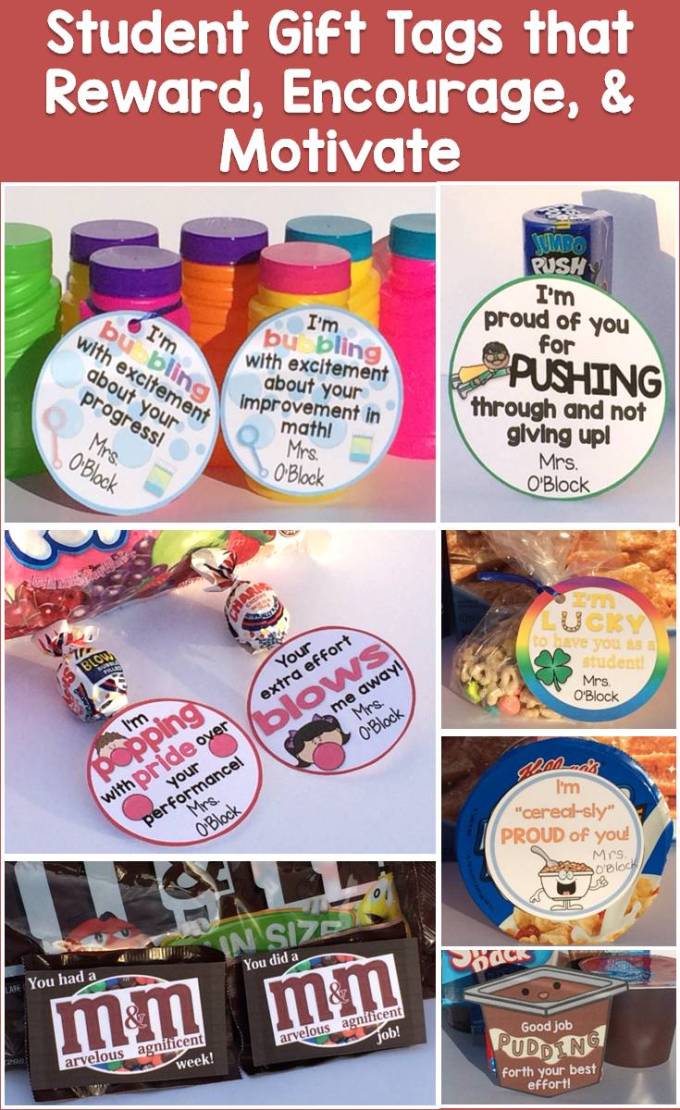 student gifts, student gift tags that reward, encourage, & motivate students