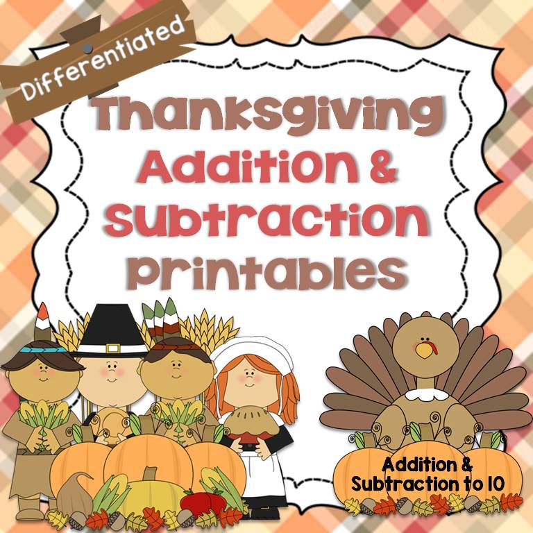 Thanksgiving Addition Subtraction Differentiated pages