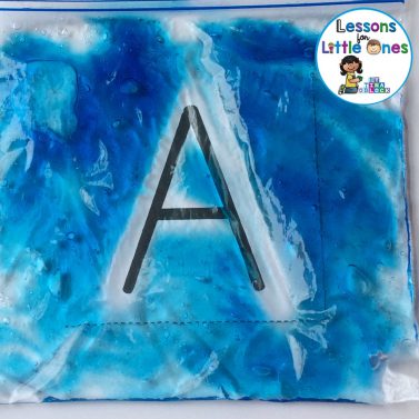 practicing letters of the alphabet with gel bags