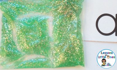 practicing alphabet letters with gel bags
