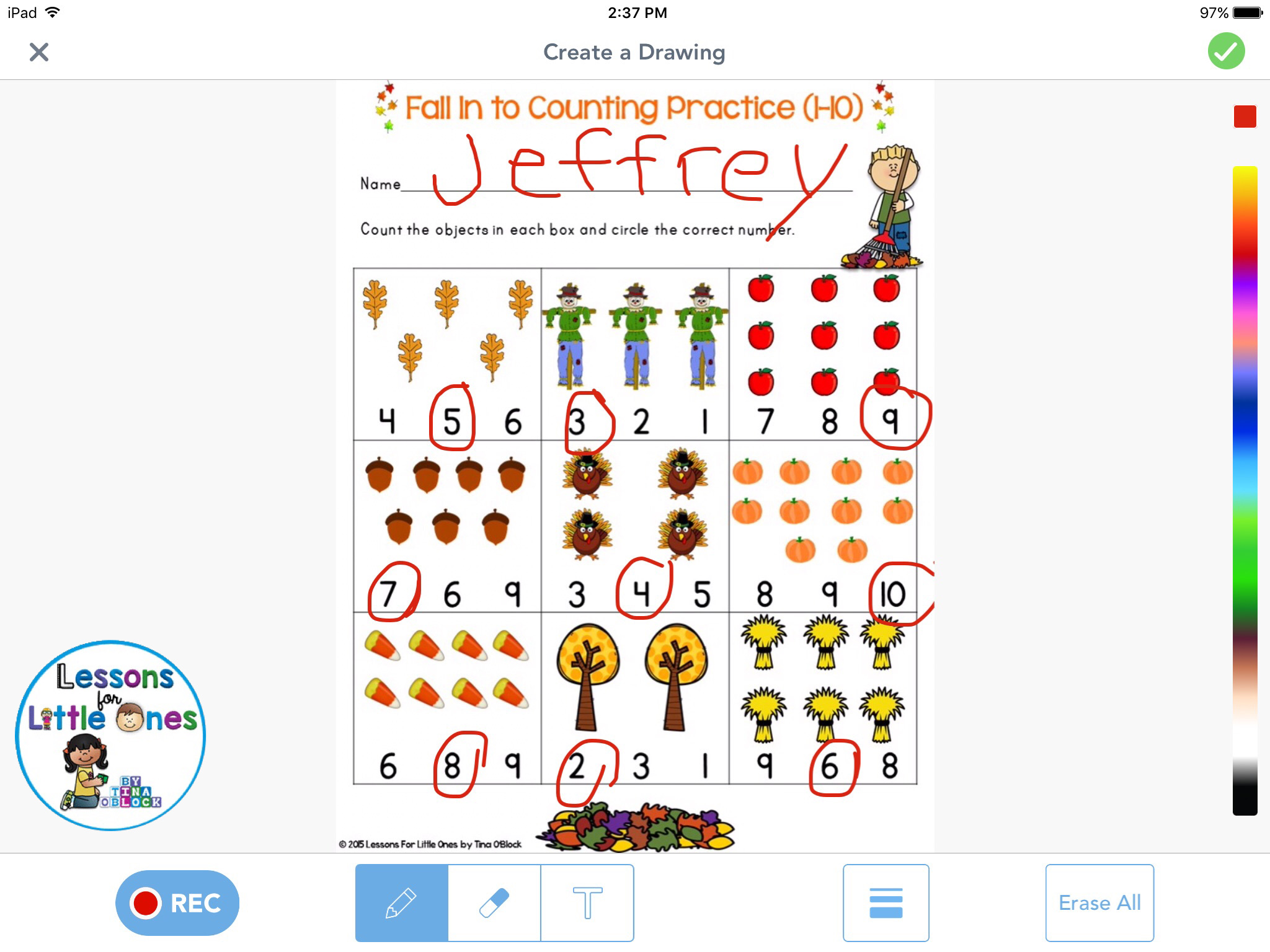 differentiated counting practice using Seesaw app