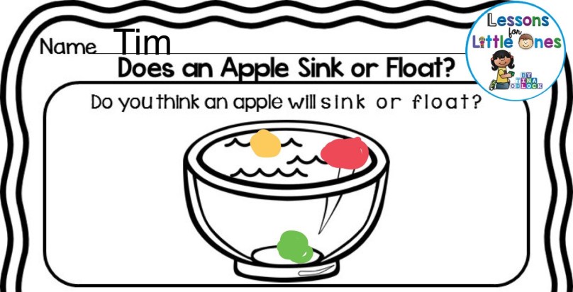 apple sink or float experiment page