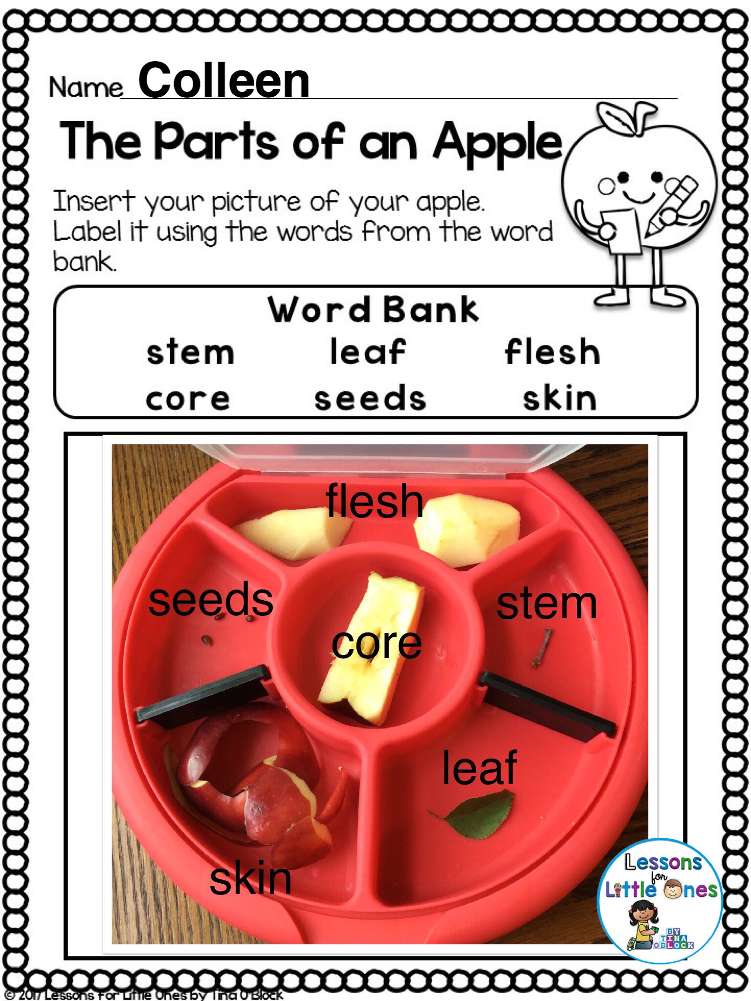 apple sorting tray page Pic Collage