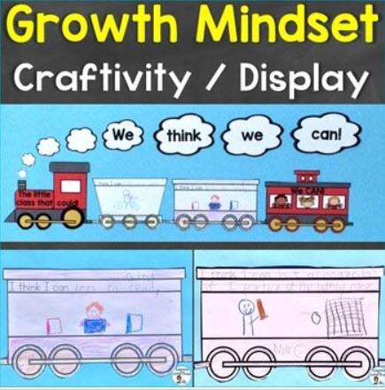 Growth Mindset Bulletin Board, Display with Craft, Writing Prompt Activity