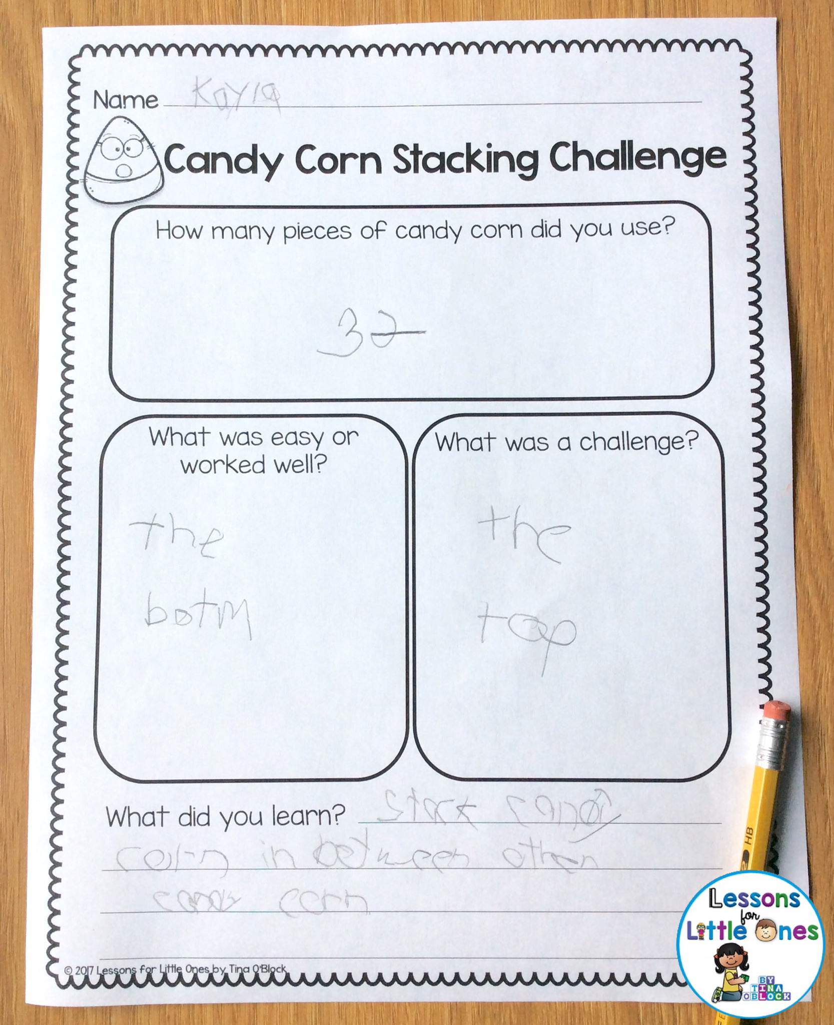candy corn STEM challenge page