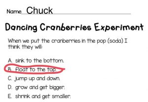 Dancing cranberries Christmas science experiment page
