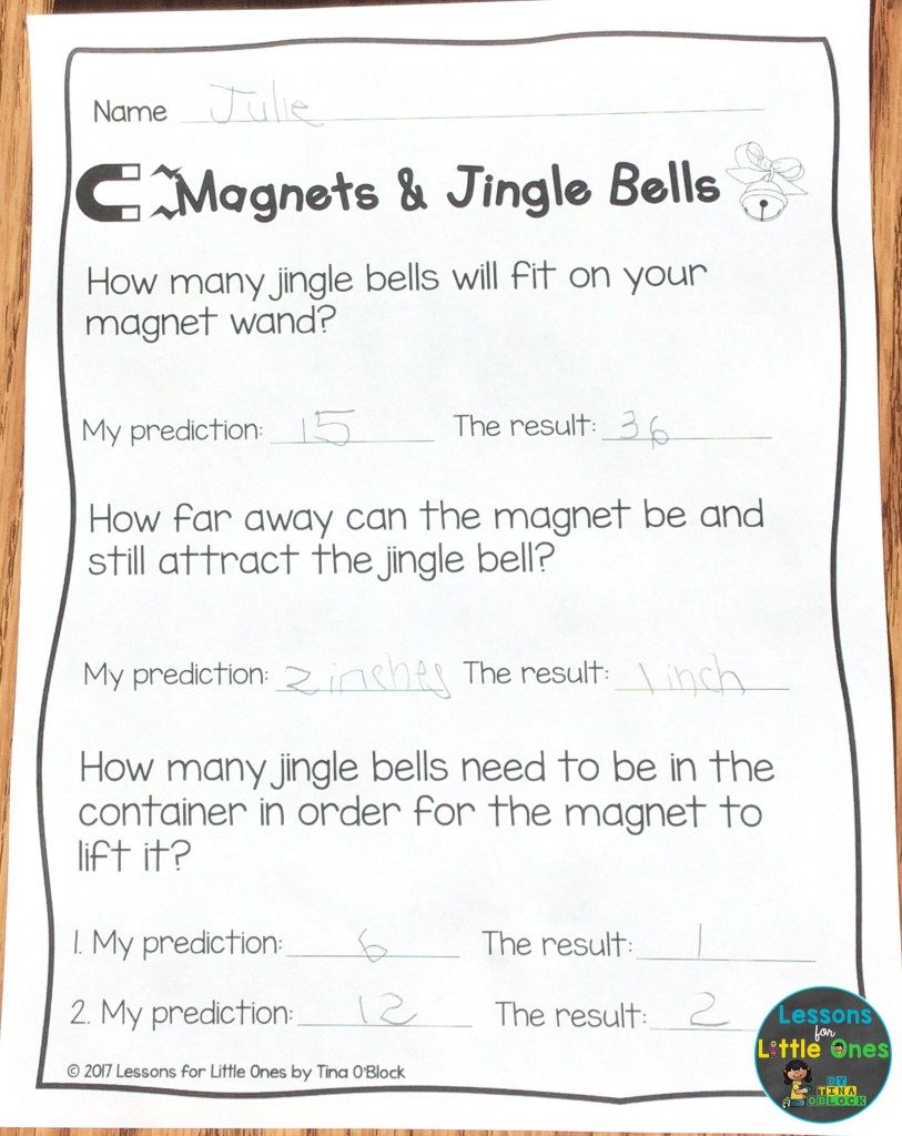 magnets & Jingle bells Christmas science page