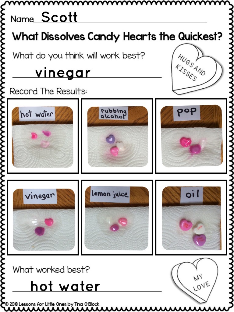 valentine candy hearts science page Pic Collage