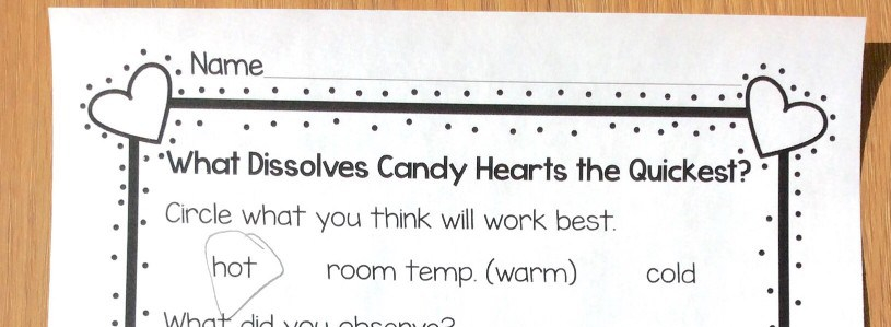 candy heart science experiment page