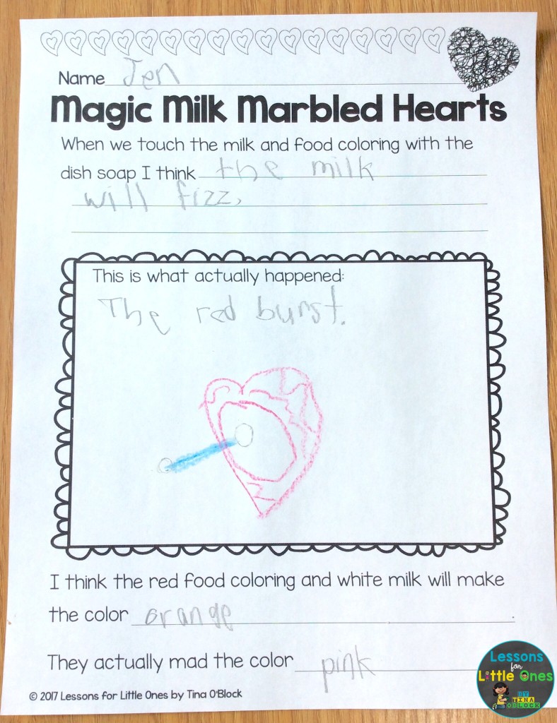 valentine science experiment magic milk page