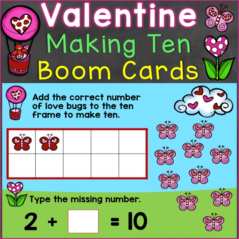 Valentine's Day Making Ten Kindergarten Boom Cards