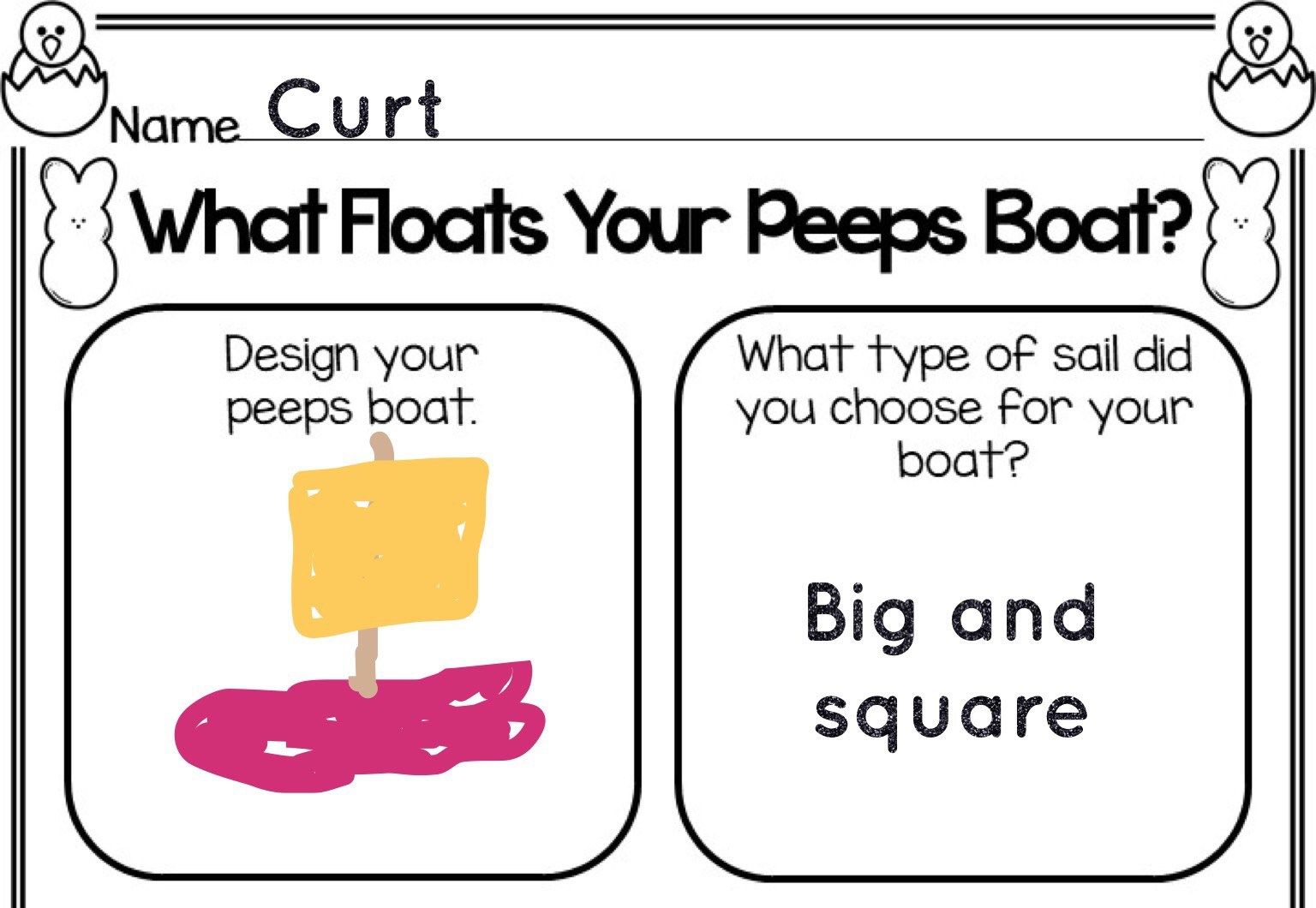 Easter Peeps Boat STEM page Pic Collage