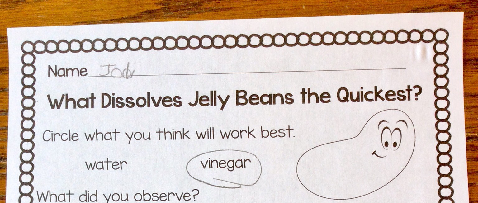 dissolving jelly beans Easter science page