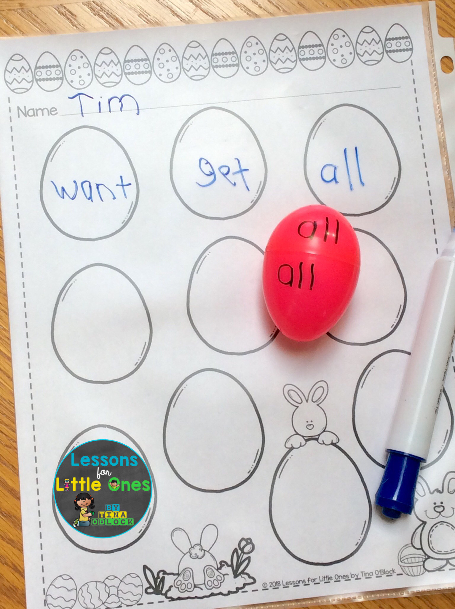 plastic Easter eggs sight words practice