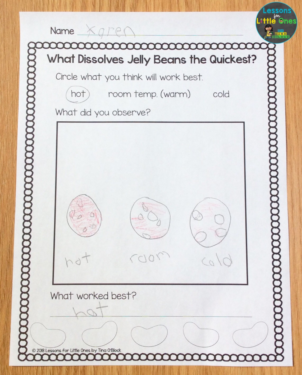 dissolving jelly beans experiment page