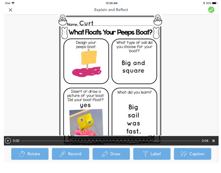 Easter Peeps Boats STEM in Seesaw app