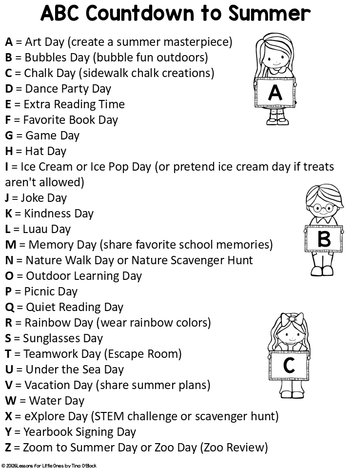 End of Year Activities ABC Countdown to Summer