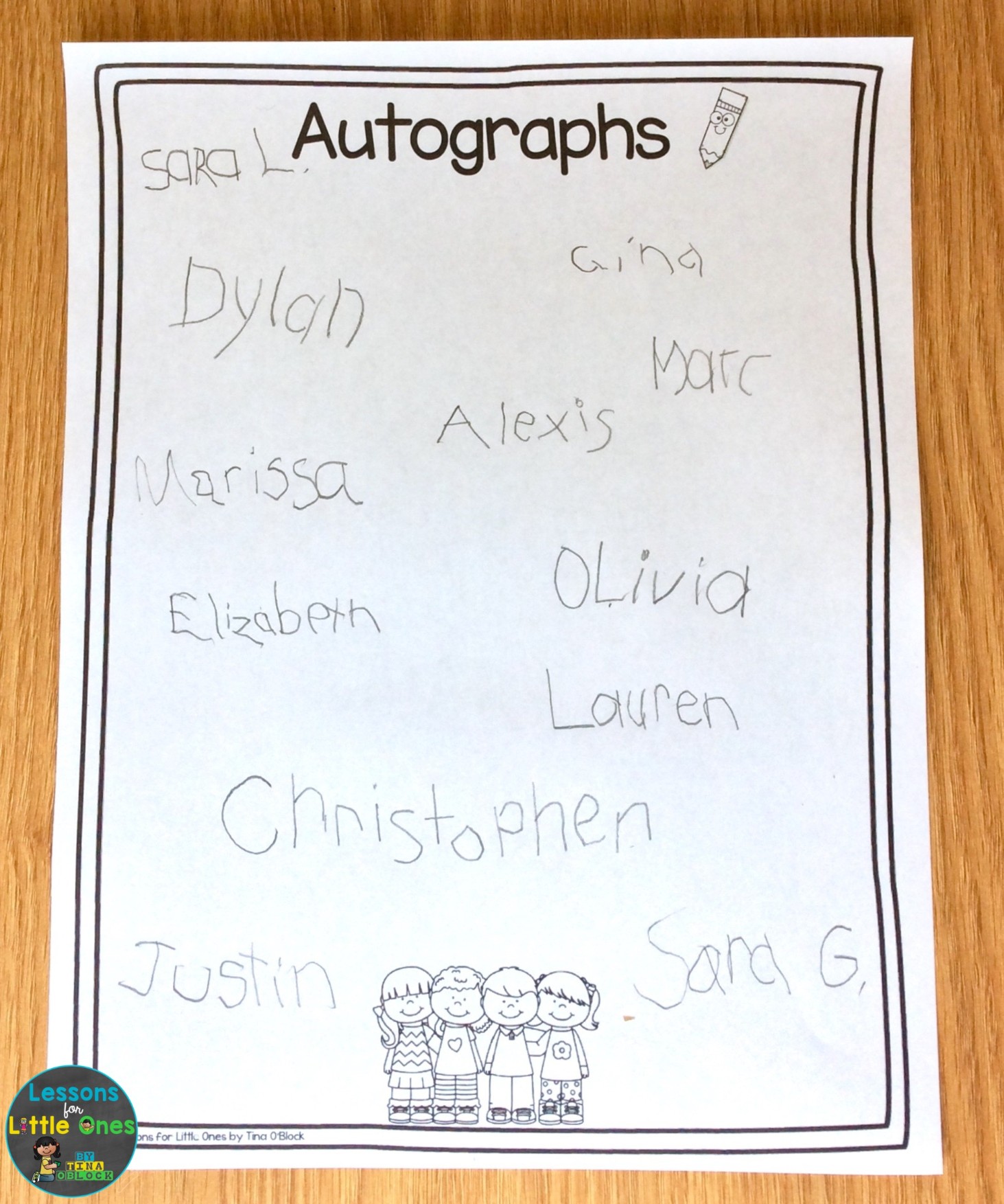 autographs from classmates - end of the year activity