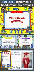 Editable Diplomas & Graduation Invitations Elementary
