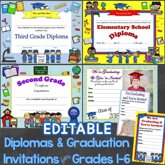 diplomas graduation invitations editable for elementary