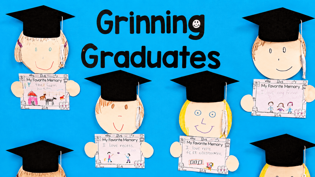 end of the year bulletin board grinning graduates preschool kindergarten