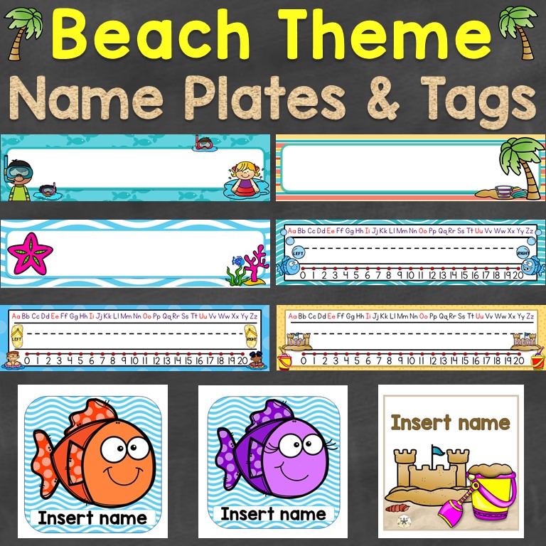 beach theme name plates name tags