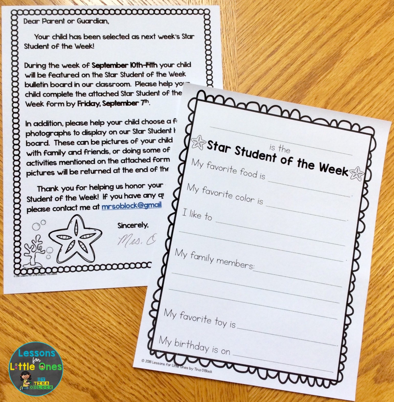 star student of the week beach themed